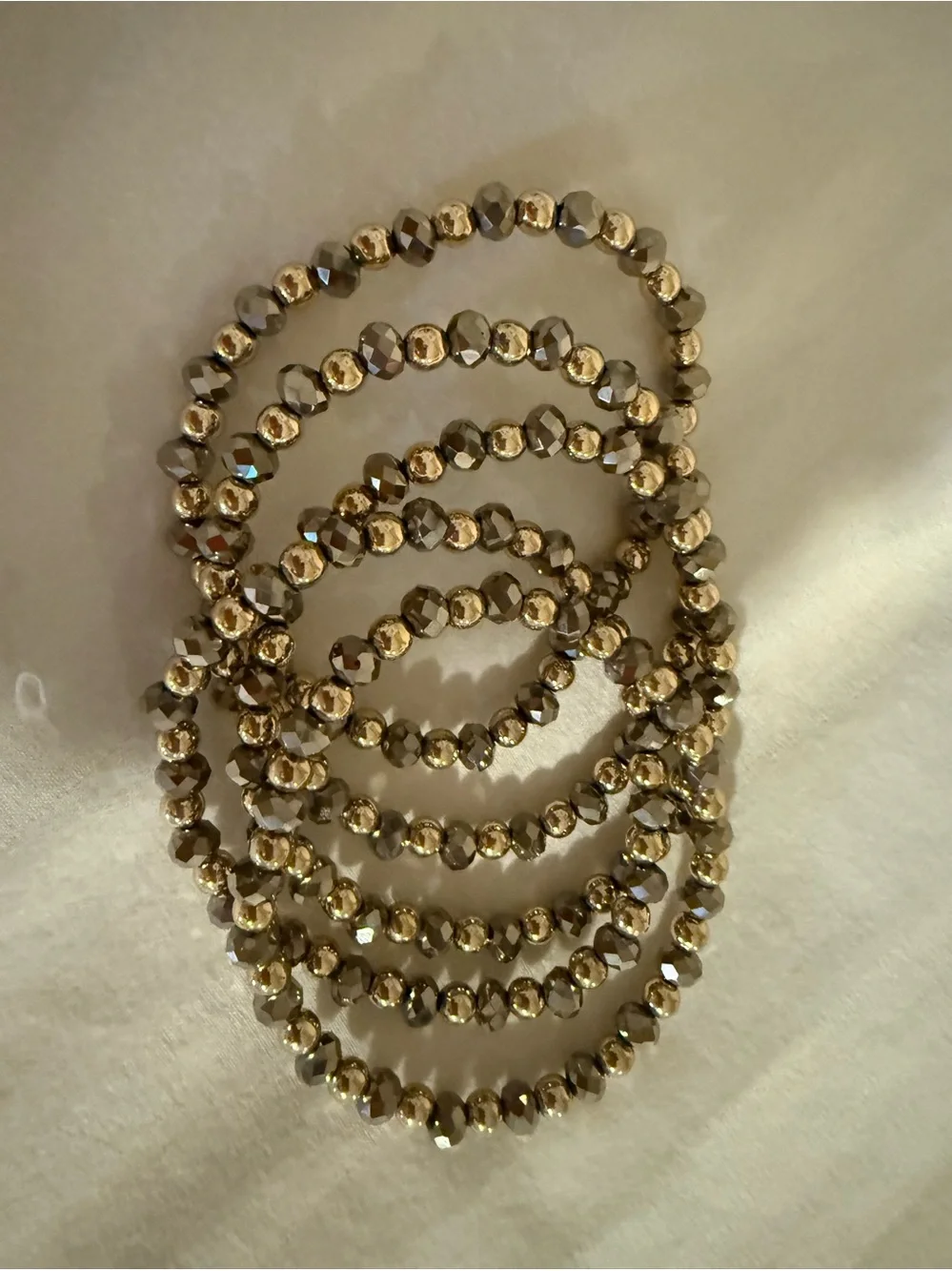 Park lane Denali Gold and hematite Faceted Bead Stretch Bracelet Set of 5